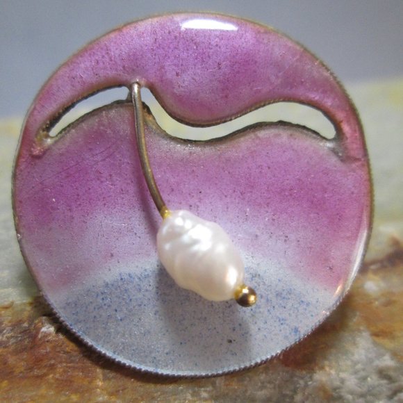 Sunrise Enamel & Genuine Pearl Earrings, Pierced - Picture 4 of 9